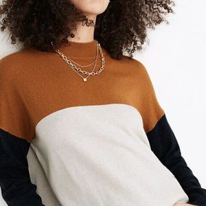 Madewell Colorblock Ashbury Mockneck Sweater Sz XS NWT